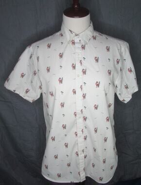 Denim & Flower Ricky Singh Shirt Men's Surfing Santa Button Up M